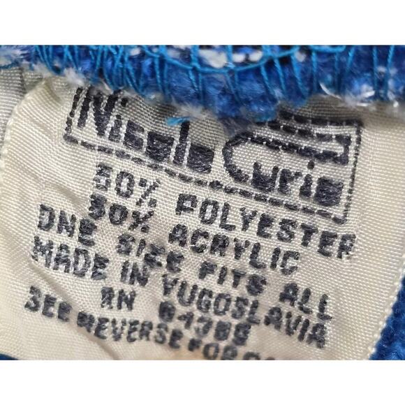 Vintage Sweater Mens Large Blue Black Crew 90s 80s Teddy Sherpa Fuzzy Faux - Picture 3 of 12